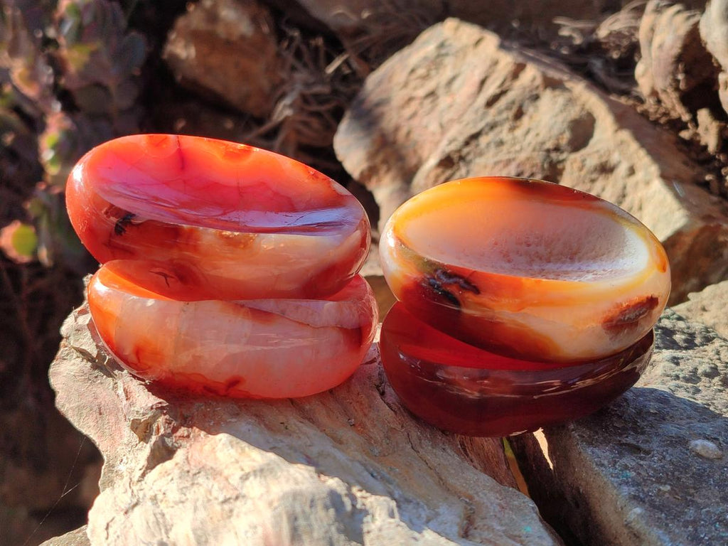 Polished Small Carnelian Agate Gemstone Bowls x 12 From Madagascar - Toprock Gemstones and Minerals 