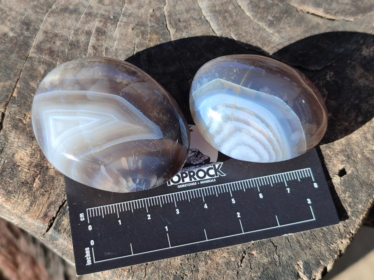 Polished Banded Agate Galets x 24 From Madagascar - Toprock Gemstones and Minerals 