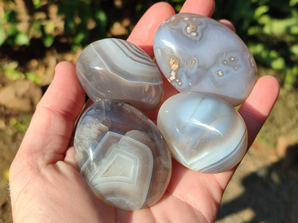 Polished Banded Agate Galets x 24 From Madagascar - Toprock Gemstones and Minerals 