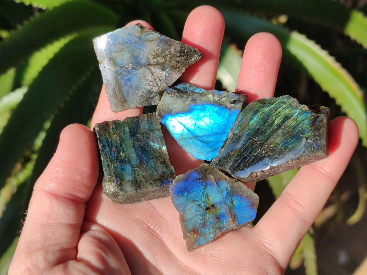 Polished One Side Labradorite Specimens x 70 From Madagascar - Toprock Gemstones and Minerals 