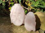 Polished Buddha Head Rose Quartz Carvings x 2 From Madagascar - Toprock Gemstones and Minerals 