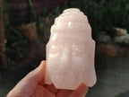 Polished Buddha Head Rose Quartz Carvings x 2 From Madagascar - Toprock Gemstones and Minerals 