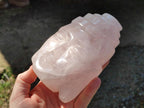 Polished Buddha Head Rose Quartz Carvings x 2 From Madagascar - Toprock Gemstones and Minerals 