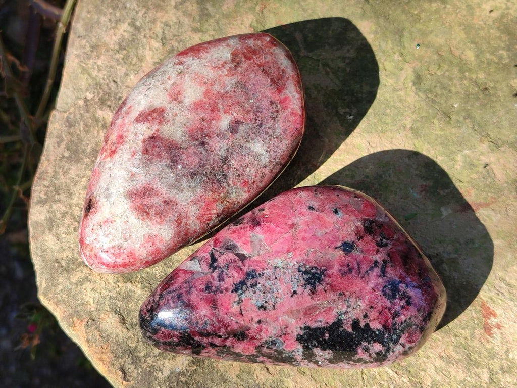 Polished Rhodonite Free Forms x 3 From Rhusinga, Zimbabwe - Toprock Gemstones and Minerals 