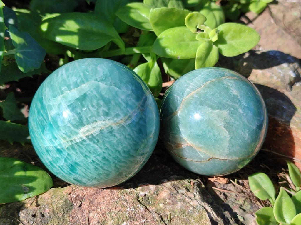 Polished Amazonite Spheres x 6 From Madagascar - Toprock Gemstones and Minerals 
