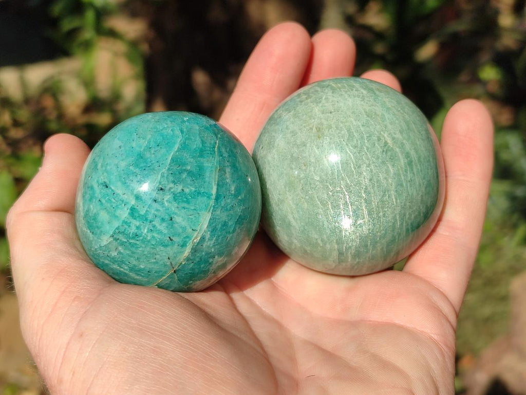 Polished Amazonite Spheres x 6 From Madagascar - Toprock Gemstones and Minerals 