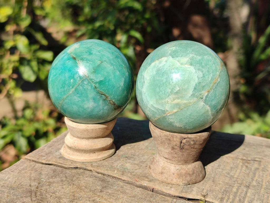 Polished Amazonite Spheres x 6 From Madagascar - Toprock Gemstones and Minerals 