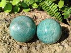 Polished Amazonite Spheres x 6 From Madagascar - Toprock Gemstones and Minerals 