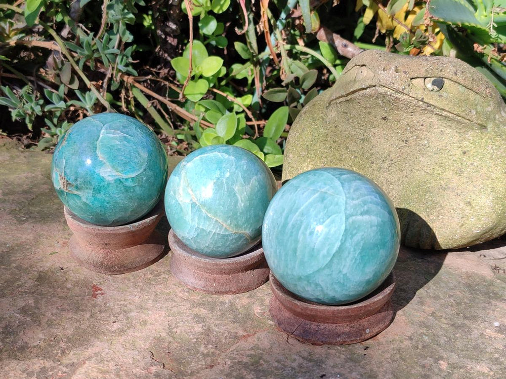 Polished Amazonite Spheres x 6 From Madagascar - Toprock Gemstones and Minerals 
