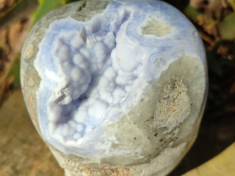Polished Blue Lace Agate Standing Display Pieces and Free Forms x 4 From Nsanje, Malawi - Toprock Gemstones and Minerals 