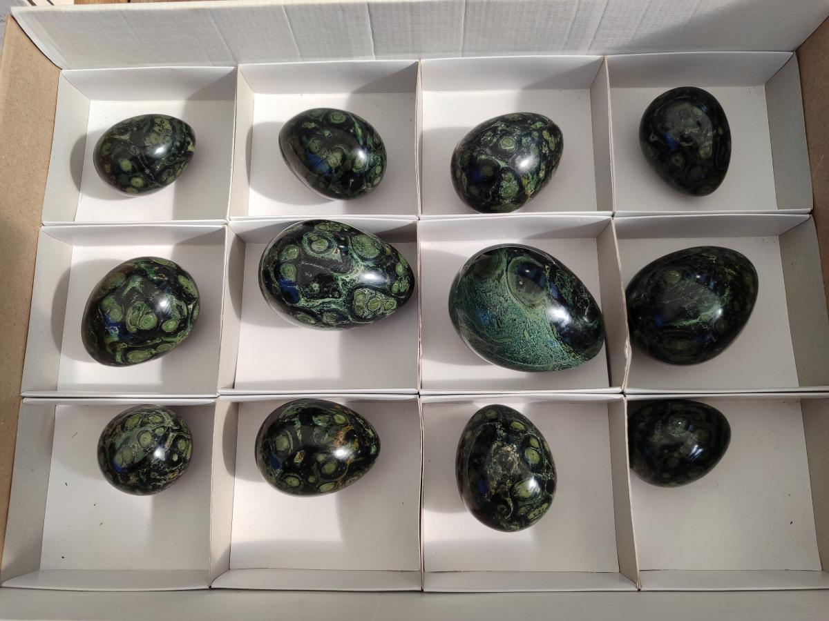 Polished Stromatolite "Kambaba Jasper" Eggs x 12 From Katsepy, Madagascar - Toprock Gemstones and Minerals 