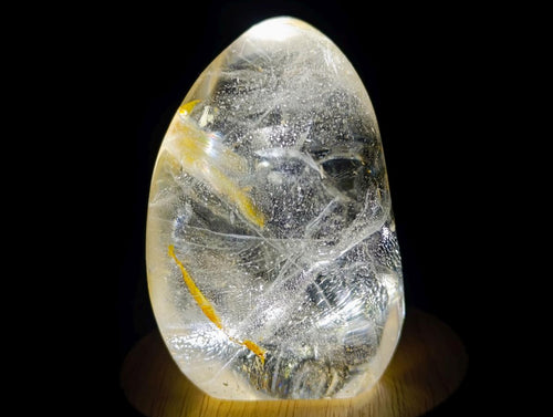Polished Rock Crystal Standing Display Pieces with Limonite Veils x 6 From Amoron’i Mania, Madagascar - Toprock Gemstones and Minerals 