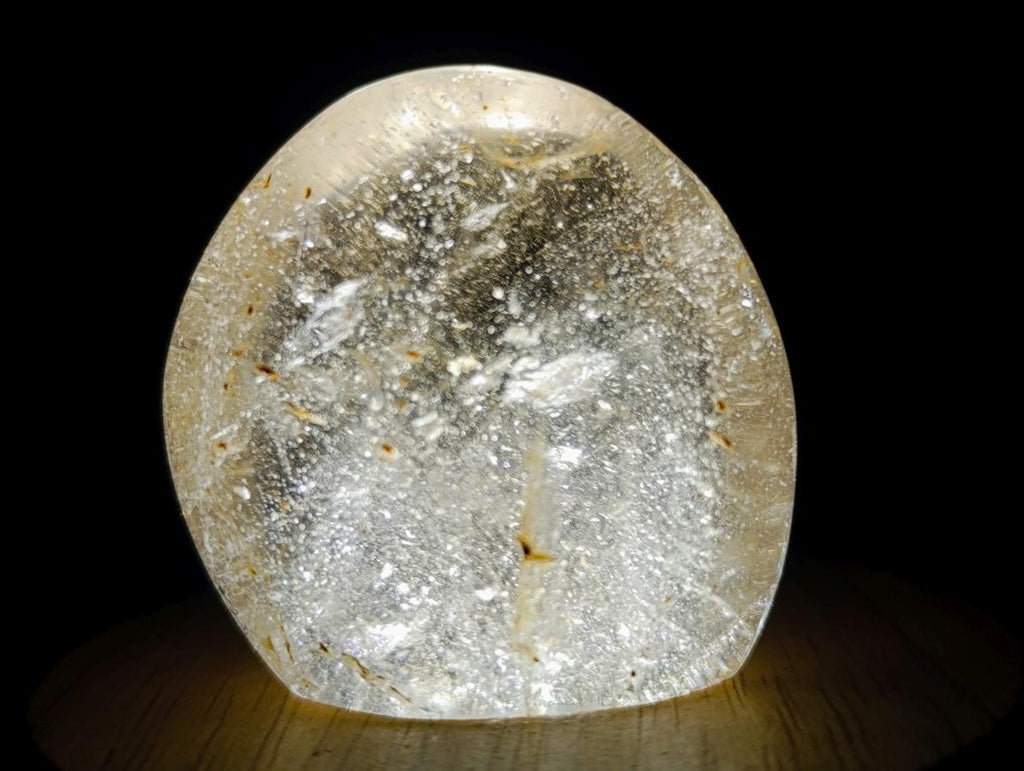 Polished Rock Crystal Standing Display Pieces with Limonite Veils x 6 From Amoron’i Mania, Madagascar - Toprock Gemstones and Minerals 