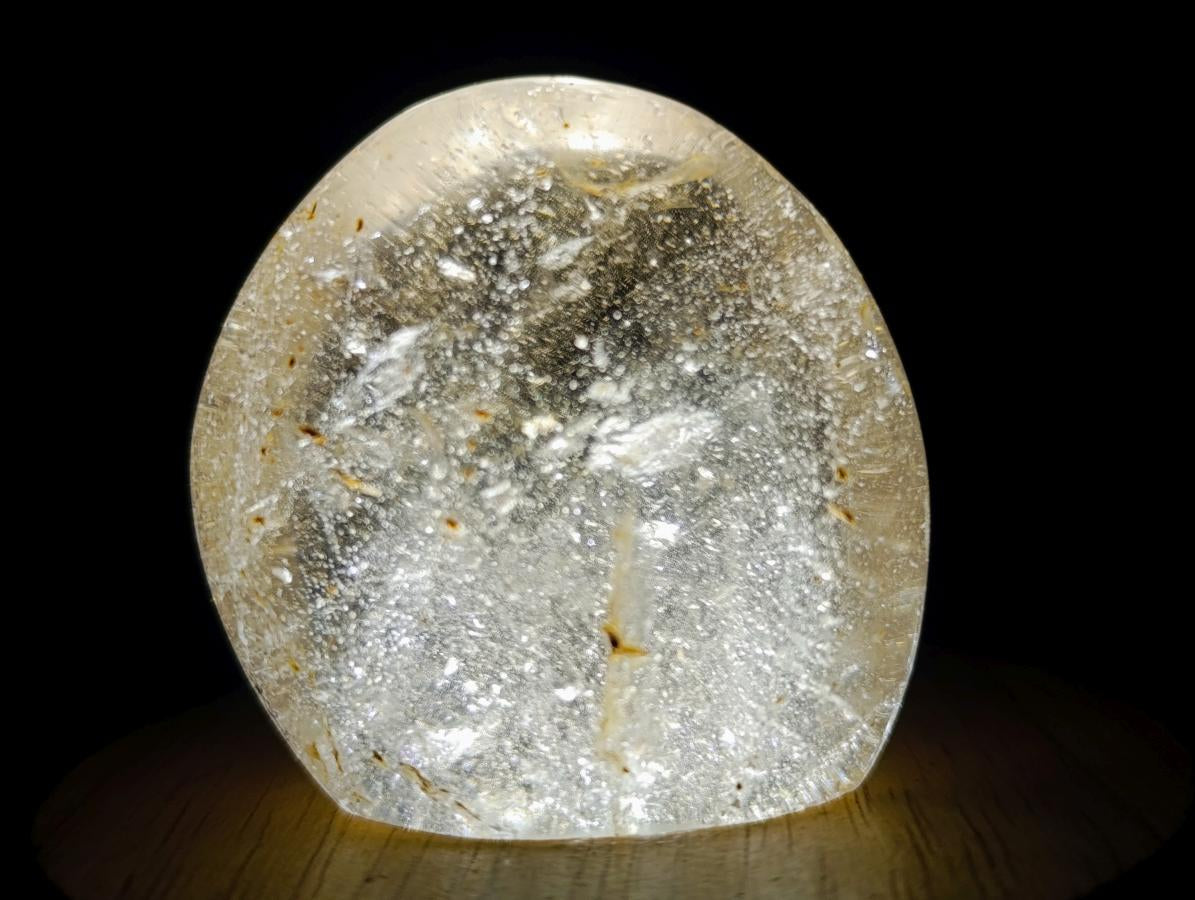 Polished Rock Crystal Standing Display Pieces with Limonite Veils x 6 From Amoron’i Mania, Madagascar - Toprock Gemstones and Minerals 