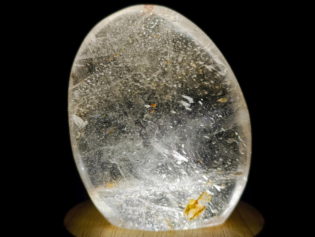 Polished Rock Crystal Standing Display Pieces with Limonite Veils x 6 From Amoron’i Mania, Madagascar - Toprock Gemstones and Minerals 