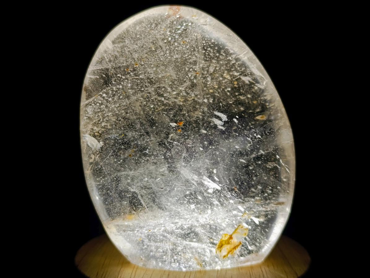 Polished Rock Crystal Standing Display Pieces with Limonite Veils x 6 From Amoron’i Mania, Madagascar - Toprock Gemstones and Minerals 