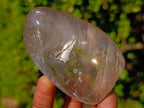 Polished Rock Crystal Standing Display Pieces with Limonite Veils x 6 From Amoron’i Mania, Madagascar - Toprock Gemstones and Minerals 