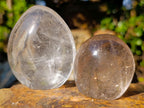 Polished Rock Crystal Standing Display Pieces with Limonite Veils x 6 From Amoron’i Mania, Madagascar - Toprock Gemstones and Minerals 