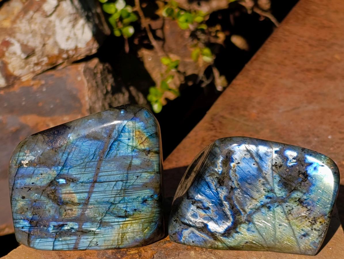 Polished Labradorite Standing Display Pieces x 2 From Madagascar - Toprock Gemstones and Minerals 