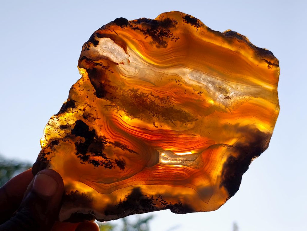 Polished Banded Agate Slices with Natural Edging x 6 From Madagascar - Toprock Gemstones and Minerals 