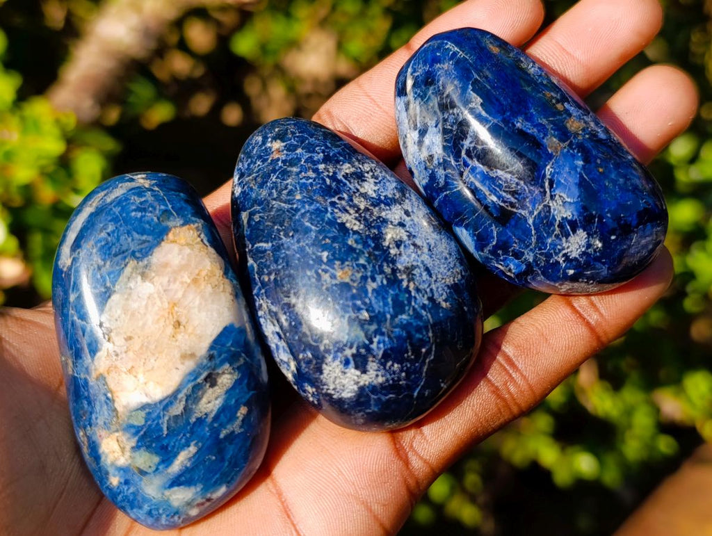 Polished Dumortierite Galets x 24 From Madagascar - Toprock Gemstones and Minerals 
