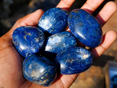 Polished Dumortierite Galets x 24 From Madagascar - Toprock Gemstones and Minerals 