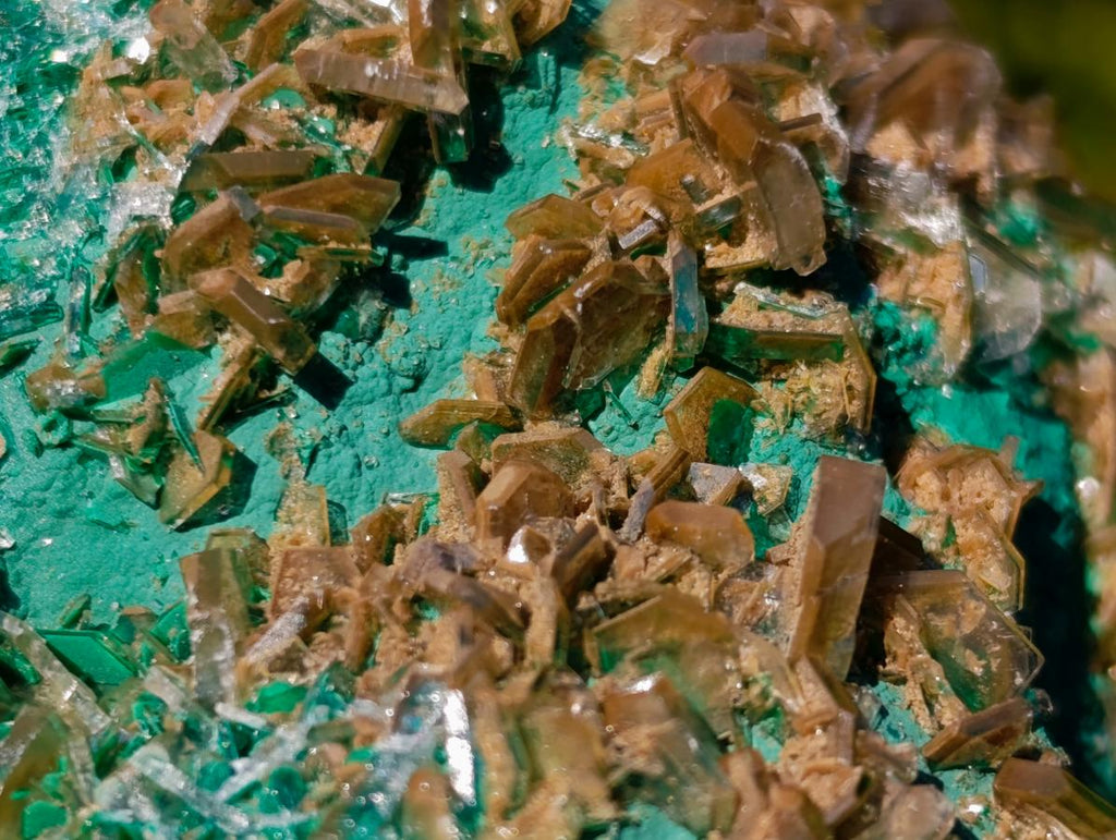 Natural Cabinet Size Rare Bladed Barite with Malachite Specimens x 1 From Shangulowé Mine, Congo - Toprock Gemstones and Minerals 