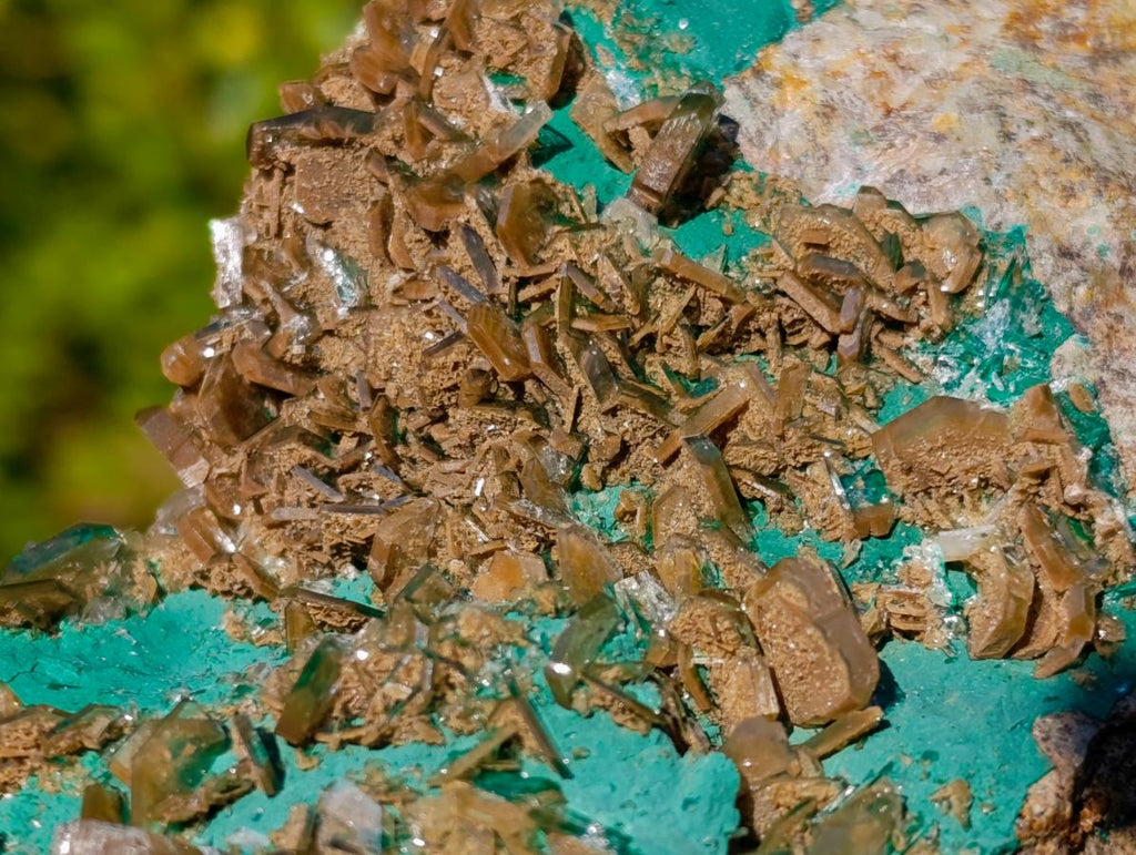 Natural Cabinet Size Rare Bladed Barite with Malachite Specimens x 1 From Shangulowé Mine, Congo - Toprock Gemstones and Minerals 