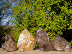 Polished Smokey Window Quartz Crystals x 4 From Madagascar - Toprock Gemstones and Minerals 