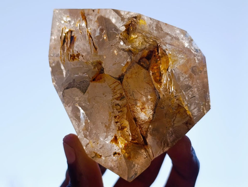 Polished Smokey Window Quartz Crystals x 4 From Madagascar - Toprock Gemstones and Minerals 