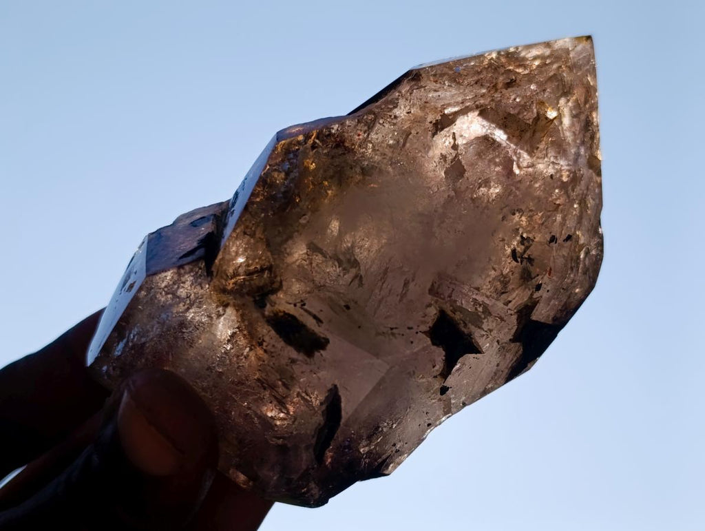 Polished Smokey Window Quartz Crystals x 4 From Madagascar - Toprock Gemstones and Minerals 