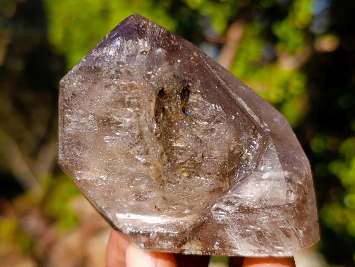 Polished Smokey Window Quartz Crystals x 4 From Madagascar - Toprock Gemstones and Minerals 