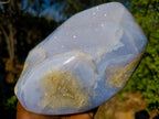 Polished Large Blue Lace Agate Standing Display Piece x 1 From Nsanje, Malawi - Toprock Gemstones and Minerals 