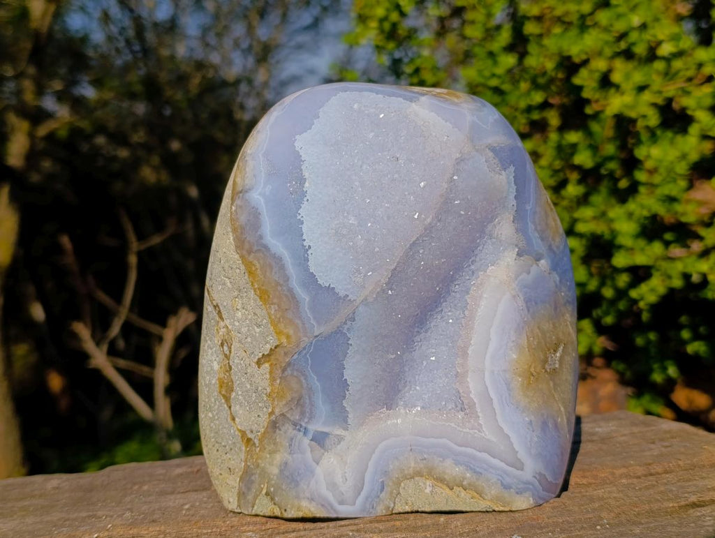 Polished Large Blue Lace Agate Standing Display Piece x 1 From Nsanje, Malawi - Toprock Gemstones and Minerals 
