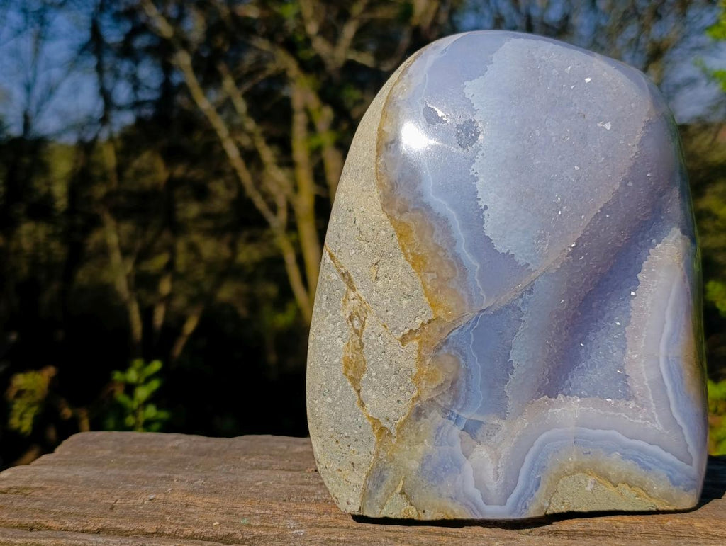 Polished Large Blue Lace Agate Standing Display Piece x 1 From Nsanje, Malawi - Toprock Gemstones and Minerals 