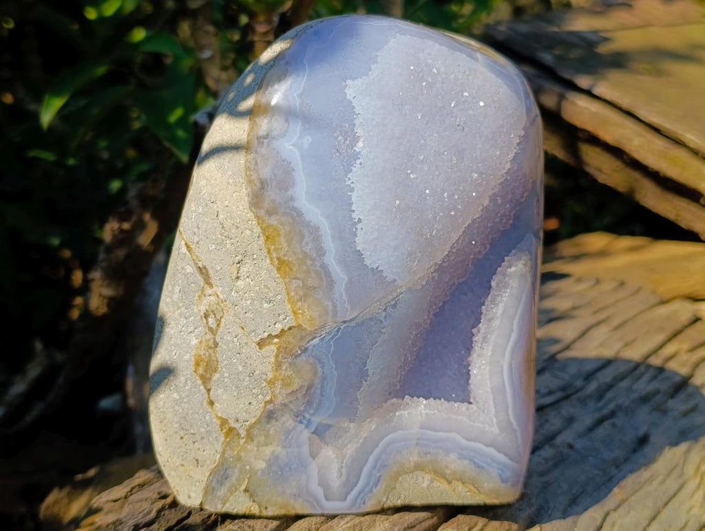 Polished Large Blue Lace Agate Standing Display Piece x 1 From Nsanje, Malawi - Toprock Gemstones and Minerals 