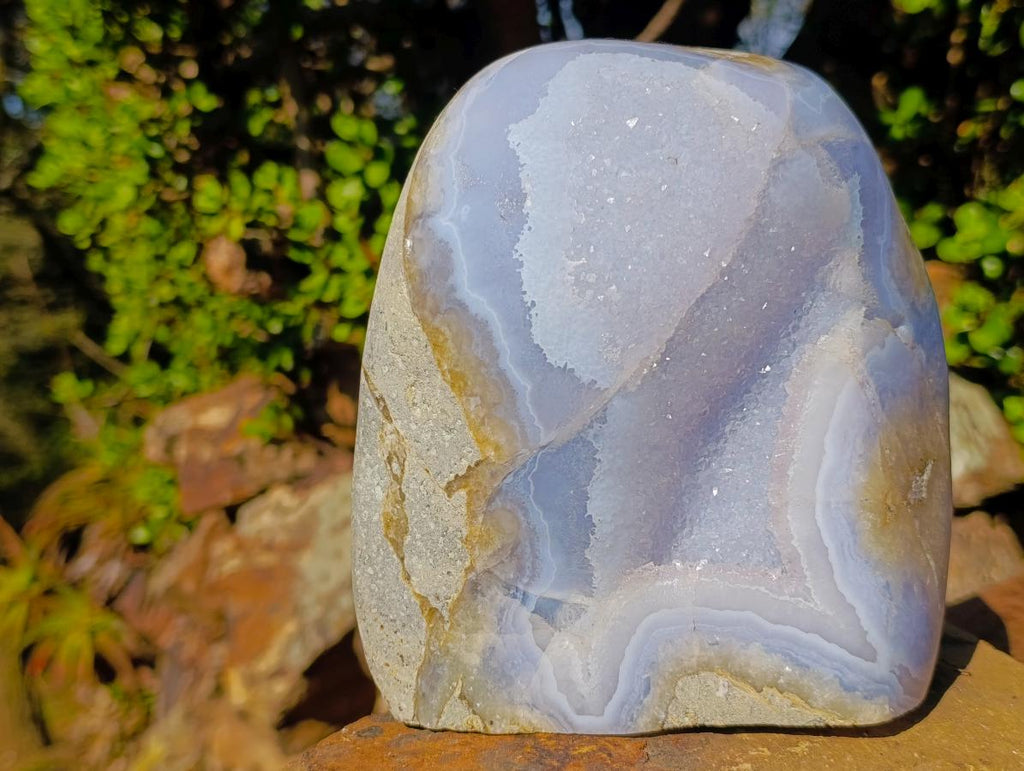 Polished Large Blue Lace Agate Standing Display Piece x 1 From Nsanje, Malawi - Toprock Gemstones and Minerals 