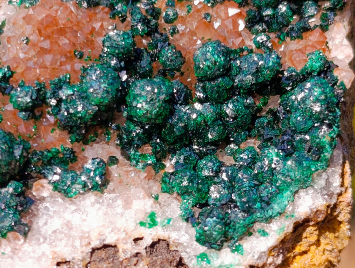 Natural Ball Malachite Specimens Coated with Drusy Quartz on Dolomite x 6 From Mindingi Mine, Congo - Toprock Gemstones and Minerals 