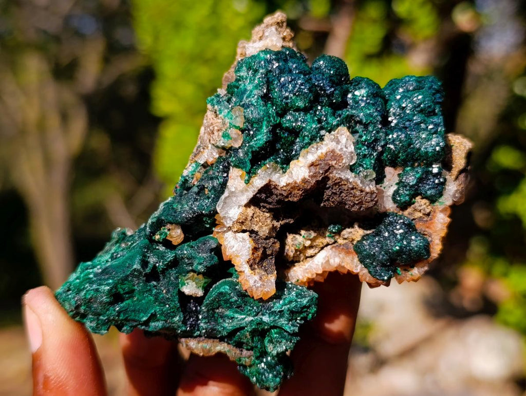 Natural Ball Malachite Specimens Coated with Drusy Quartz on Dolomite x 6 From Mindingi Mine, Congo - Toprock Gemstones and Minerals 