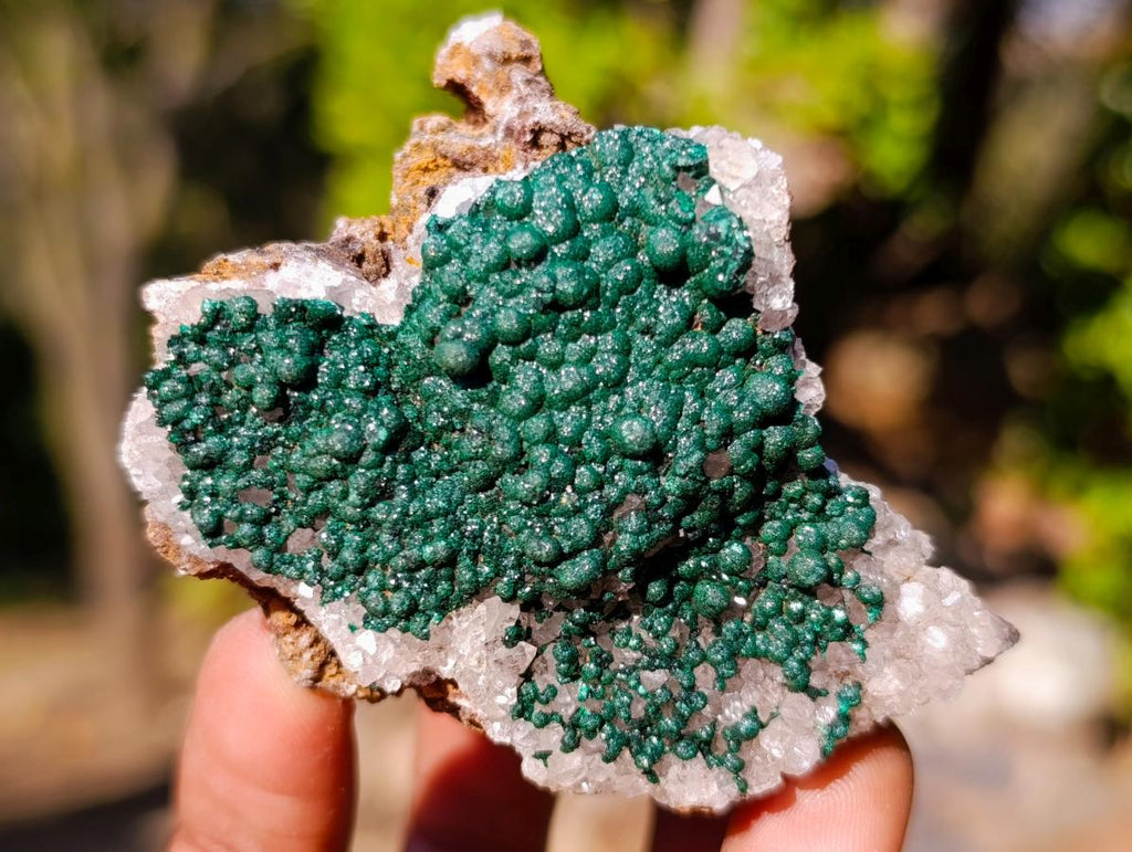 Natural Ball Malachite Specimens Coated with Drusy Quartz on Dolomite x 6 From Mindingi Mine, Congo - Toprock Gemstones and Minerals 