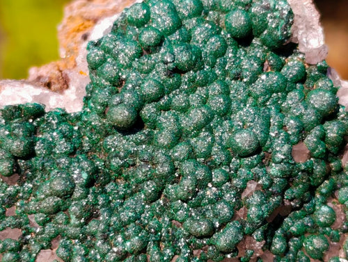 Natural Ball Malachite Specimens Coated with Drusy Quartz on Dolomite x 6 From Mindingi Mine, Congo - Toprock Gemstones and Minerals 
