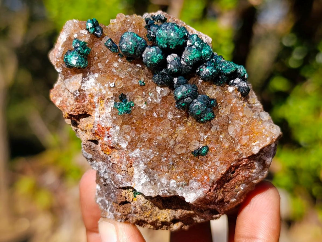 Natural Ball Malachite Specimens Coated with Drusy Quartz on Dolomite x 6 From Mindingi Mine, Congo - Toprock Gemstones and Minerals 
