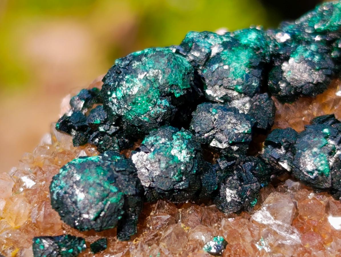 Natural Ball Malachite Specimens Coated with Drusy Quartz on Dolomite x 6 From Mindingi Mine, Congo - Toprock Gemstones and Minerals 
