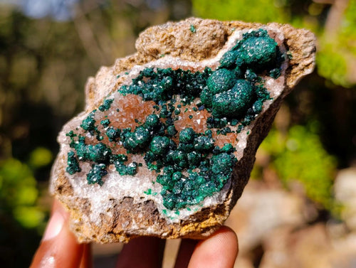 Natural Ball Malachite Specimens Coated with Drusy Quartz on Dolomite x 6 From Mindingi Mine, Congo - Toprock Gemstones and Minerals 