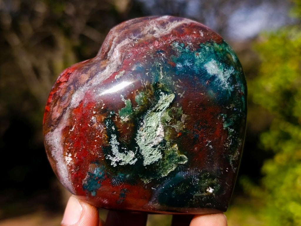 Polished Ocean Jasper Hearts x 6 From Northwest Coast, Madagascar - Toprock Gemstones and Minerals 
