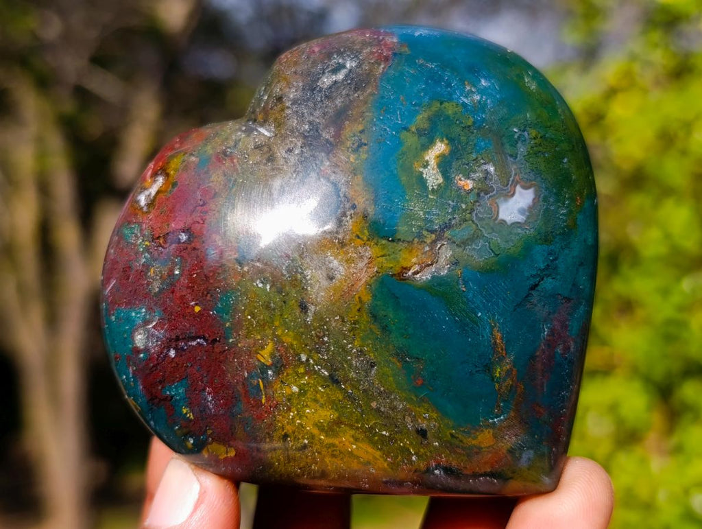 Polished Ocean Jasper Hearts x 6 From Northwest Coast, Madagascar - Toprock Gemstones and Minerals 