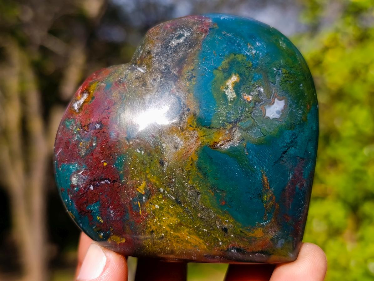 Polished Ocean Jasper Hearts x 6 From Northwest Coast, Madagascar - Toprock Gemstones and Minerals 