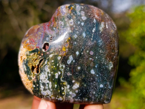 Polished Ocean Jasper Hearts x 6 From Northwest Coast, Madagascar - Toprock Gemstones and Minerals 