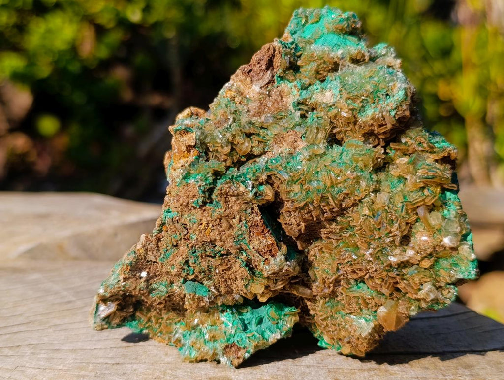 Natural Cabinet Sized Rare Bladed Barite with Malachite Specimens x 2 From Shangulowé Mine, Congo - Toprock Gemstones and Minerals 