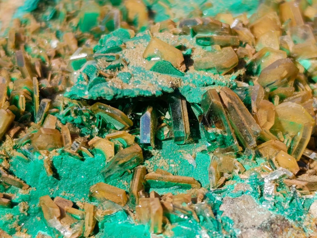 Natural Cabinet Sized Rare Bladed Barite with Malachite Specimens x 2 From Shangulowé Mine, Congo - Toprock Gemstones and Minerals 